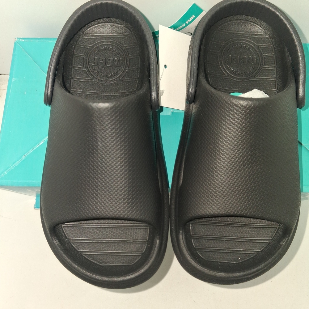 Reef Black Slip-On Comfort Slides with Heel Strap - Picture 4 of 10